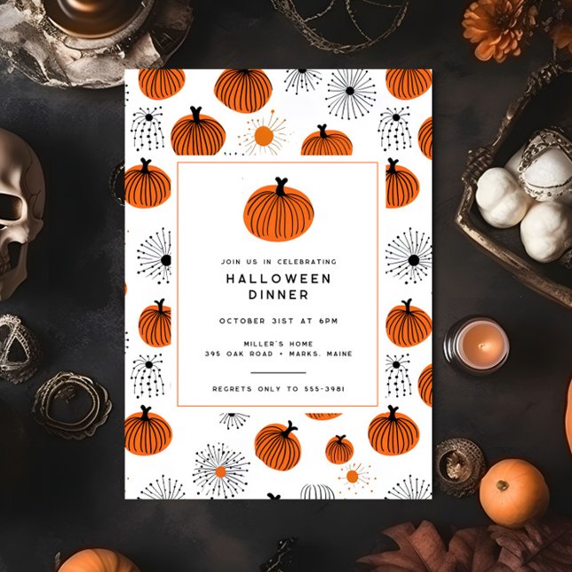 Invitación Naranja moderno Fiesta de la cena de Halloween en  (Subido por el creador)