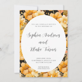 Invitación Naranja moderno Jardín Boda con marcos florales