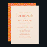 Invitación Naranja moderno lindo Tipografía retro Bat Mitzvah<br><div class="desc">Naranja moderno de la tipografía retro Boda Bat Mitzvah Invitación</div>