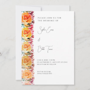 Invitación Naranja moderno Ombre Rosas Boda blanco