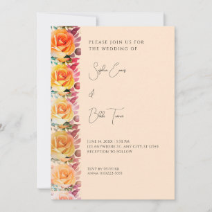 Invitación Naranja moderno Ombre Rosas Cream Boda