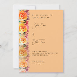 Invitación Naranja moderno Ombre Rosas Naranja Boda