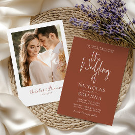 Invitación Naranja moderno quemado en Terracota Boda de Boho