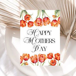 Invitación Naranja moderno Tulips Floral Happy Mothers Day