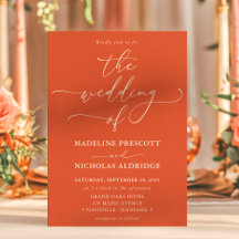 Naranja moderno Verona Sunset Calligraphy Boda