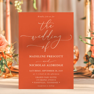 Invitación Naranja moderno Verona Sunset Calligraphy Boda