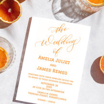 Naranja moderno y Boda blanco sencillo