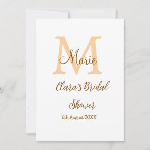 Invitación Naranja monograma ducha de novia añada nombre simp