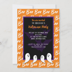 Invitación Naranja morado negro fantasma de Halloween