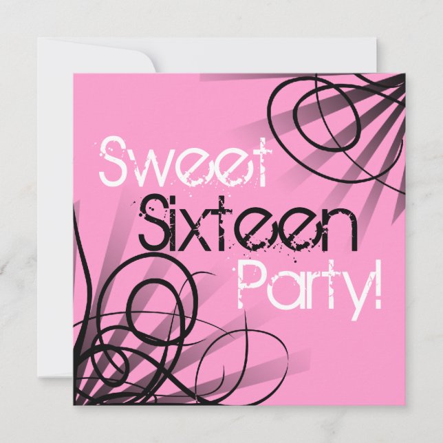 Invitación Naranja negra y rosa dulce 16 cumpleaños personali (Anverso)
