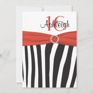 Invitación Naranja, negro, blanco invito de cumpleaños 16