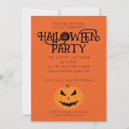 Invitación naranja negro de Guay asustado Jack O'Lantern Hall