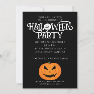 Invitación naranja negro de Guay asustado Jack O'Lantern Hall