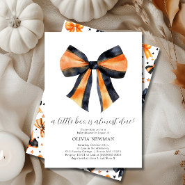 Invitación Naranja negro de Halloween Coquette Bow Baby Showe