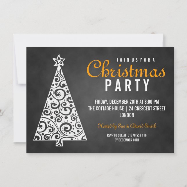 Invitación Naranja negro del árbol de Navidad Swift (Anverso)