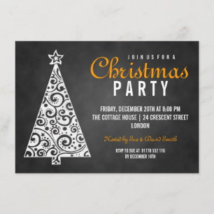Invitación Naranja negro del árbol de Navidad Swift