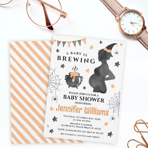 Invitación Naranja negro un bebé está preparando una ducha de