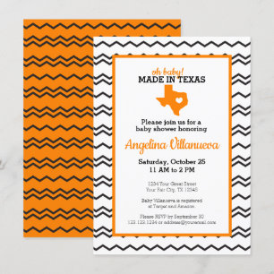 Invitación ¡naranja Oh Bebé! Chevron hecho en la ducha de Tex