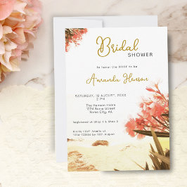 Invitación Naranja Oleander Flowers Beach Bridal Shower