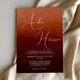 Invitación Naranja Ombre Glamour oscuro Boho Wedding Invitaci