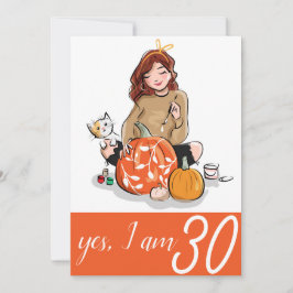 Invitación Naranja Orgullosa Dama por el cumpleaños 30 del ga