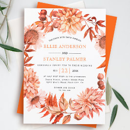 Invitación Naranja otoño flor wreath otoño boda