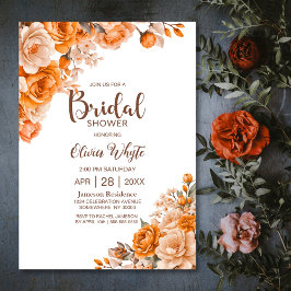 Invitación Naranja País Rosa Floral Bridal Shower