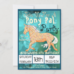 Invitación Naranja Palomino Cumpleaños II (burbujas verde azu