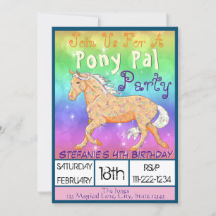 Invitación Naranja Palomino Cumpleaños II (chispas arcoiris)