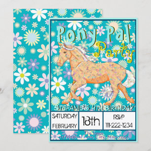 Invitación Naranja Palomino Cumpleaños II (floral verde suave