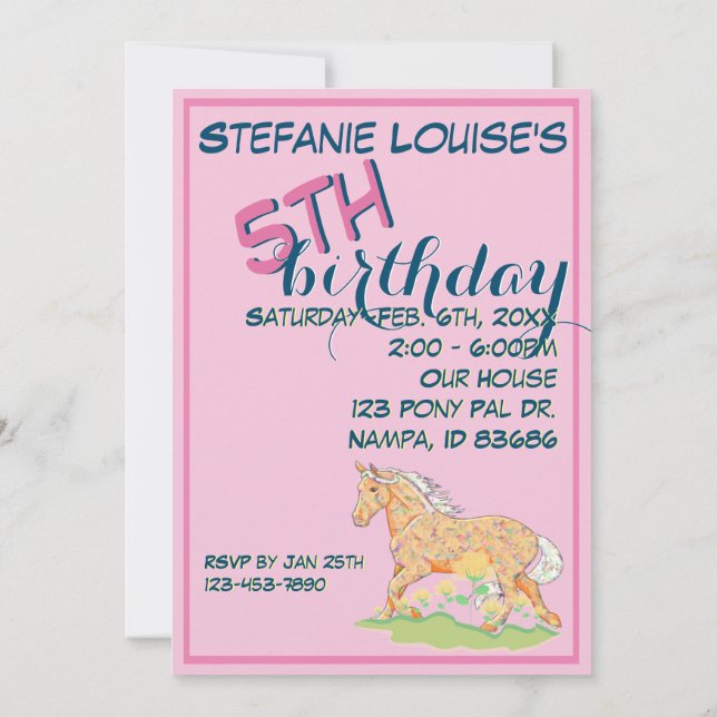 Invitación Naranja Palomino Cumpleaños III (rosa) (Reverso)