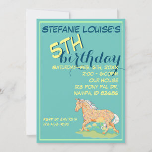 Invitación Naranja Palomino Cumpleaños III (verde azulado)