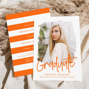 Invitación Naranja Partido de Graduación de Fotografías de