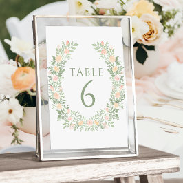 Invitación Naranja Pastel Boho floral números de tabla boda
