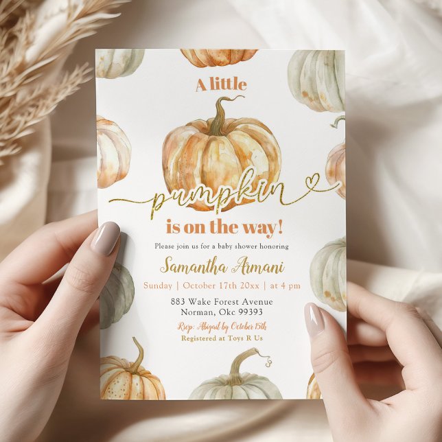Invitación Naranja Pastel Calabaza Género Baby Shower Neutral (Subido por el creador)