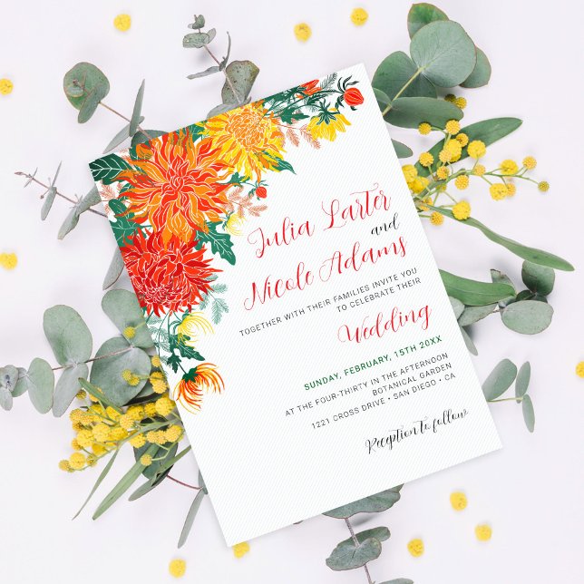 Invitación Naranja Pastel Primavera Amarilla Dahlia Boda (Subido por el creador)