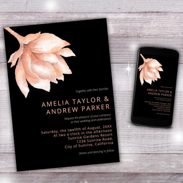 Invitación Naranja Peach Fuzz Boda floral acuarela moderna (Subido por el creador)