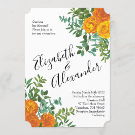 Invitación Naranja Peony y Rosa Boda Floral