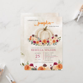 Invitación Naranja Pequeña Calabaza Género Baby Shower neutra