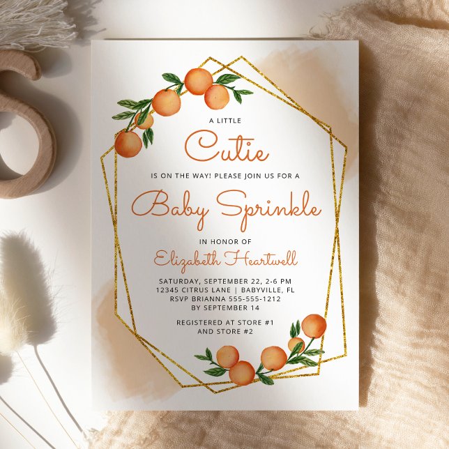 Invitación Naranja Pequeña Cuti Bebé Citrus Sprinkle (Subido por el creador)
