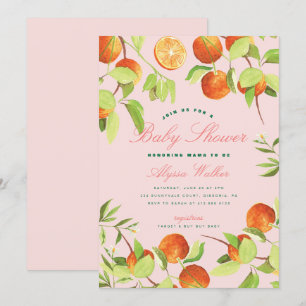 Invitación Naranja Pequeña Cutie Género Neutral Baby Shower