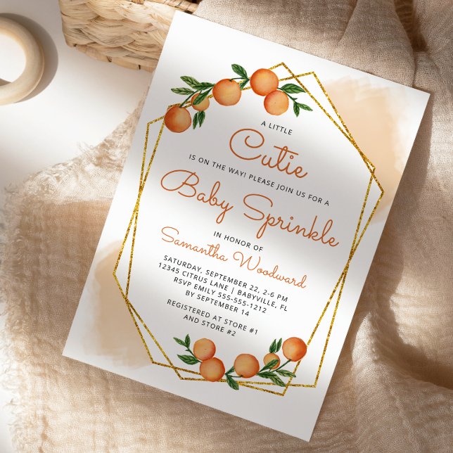 Invitación Naranja Pequeño Citrus Cutie Bebé Sprinkle (Subido por el creador)