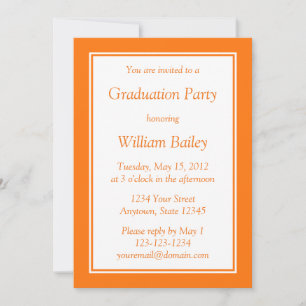 Invitación Naranja Personalizada de Tamaño Mediano