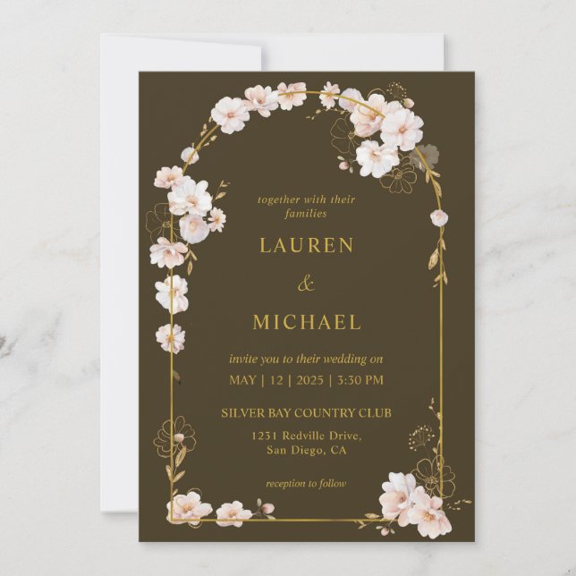 Invitación Naranja personalizado Brown rodeada por Boda de Bl (Anverso)