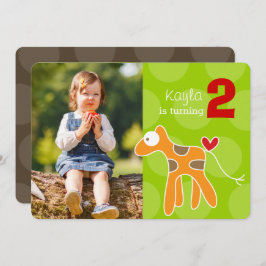 Invitación Naranja Personalizado educada Giraffe Foto cumplea