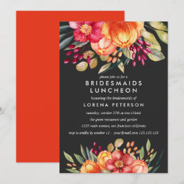 Invitación Naranja pintada Flor Novias de Novia Boda de Lunch
