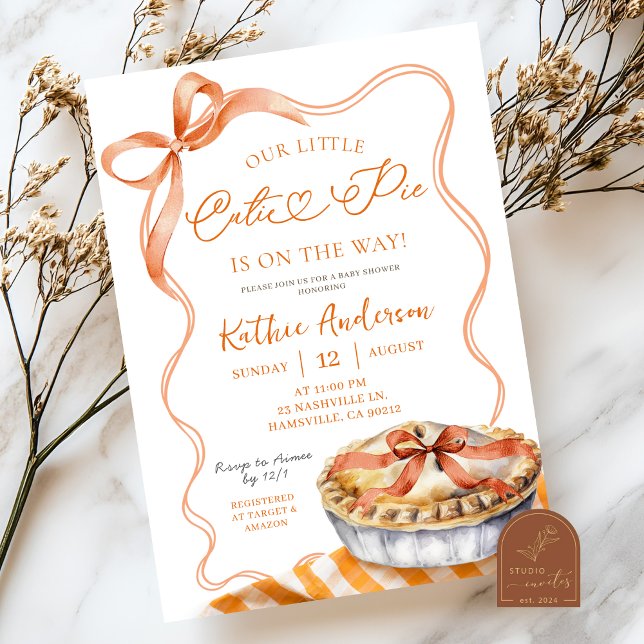 Invitación Naranja Plaid Cutie Pie Baby Shower (Subido por el creador)
