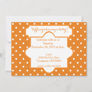 Invitación Naranja Polka hace Baby Shower
