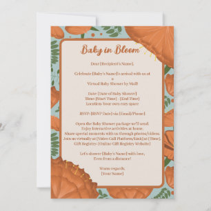 Invitación Naranja Poppy Baby Shower por distancia