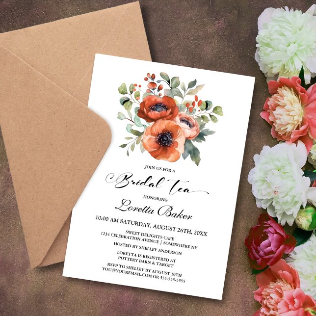 Invitación Naranja Poppy Bridal Tea (Subido por el creador)